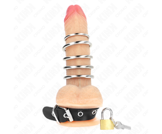 Kink Ring Power KINK Leather Adjustable Lock Strap &amp; 5 Metal Rings Set 21x2cm Juodas