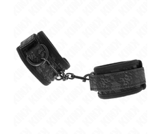 Kink Wrist Restraint Kink Dark Lace Neoprene Adjustable Wrist Cuffs Juodas 20-29cm x 5cm