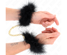 Kink Wrist Restraint KINK Feather Wrist Cuffs with Gold Chain - Elegant Adjustable Restraint