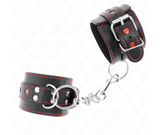 Kink Wrist Restraint KINK Adjustable Juodas Wrist Bands with Raudona Heart Accent 21-28cm x 5.5cm