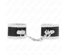 Kink Wrist Restraint KINK Juodas Adjustable Wrist Cuffs with Baltas Lace, 20-23 cm, Elegant Design