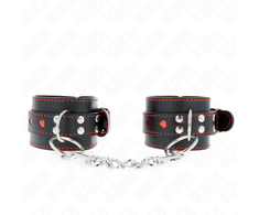 Kink Wrist Restraint KINK Adjustable Juodas Wrist Bands with Raudona Heart Accent 21-28cm x 5.5cm