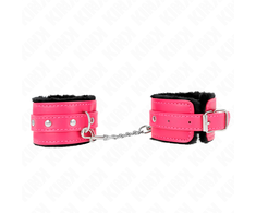 Kink Wrist Restraint KINK Premium Fur-Lined Adjustable Wrist Restraints Juodas/Raspberry Rose 17-29cm