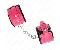 Kink Wrist Restraint KINK Premium Fur-Lined Adjustable Wrist Restraints Juodas/Raspberry Rose 17-29cm