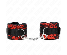 Kink Wrist Restraint KINK Velvet &amp; Lace Wrist Restraints Raudona/Juodas 23x6.5cm Adjustable System