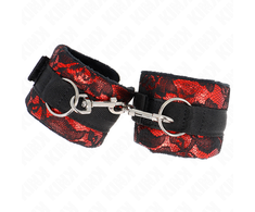 Kink Wrist Restraint KINK Velvet &amp; Lace Wrist Restraints Raudona/Juodas 23x6.5cm Adjustable System