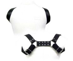 Leather Body Silexd Leather Adjustable Body Harness for Men, S-XL, Juodas