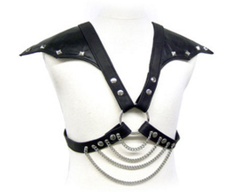 Leather Body SINNER GEAR Leather Harness with Metal Chains Adjustable S-XL Juodas