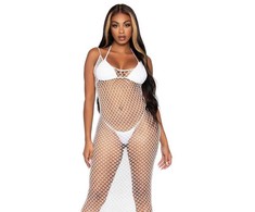 Leg Avenue Accessories Leg Avenue Maxi Dress Woven Twist Net, Backless, One Size, Baltas