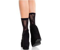 Leg Avenue Hosiery Leg Avenue Bow Lace Ankle Socks Juodas - Elegant Fishnet Design