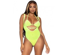 Leg Avenue Sets Leg Avenue Rhinestone Mesh Bikini Top &amp; Suspender Bodysuit One Size