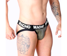 Macho Underwear Macho MX27GR Intimate Jockstrap Pilkas rusvai gelsvas XL - Leather-Look Finish