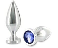 Metal Hard Aluminum Intimate Plug with Decorative Crystal Medium 8.9cm