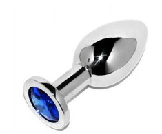 Mėlyna Metal Hard Steel Intimate Plug Mėlyna Gem Small 5.7cm