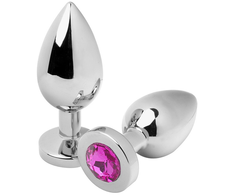 Metal Hard Steel Plug Rožinė Crystal Medium 7.6 cm Hypoallergenic Finish