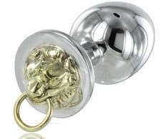‎Tease &amp; Please Metal Hard Steel Plug with Carved Tiger &amp; Ring, 4 cm Diameter