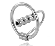 METAL HARD Steel Glans Ring with Urethral Plug 30mm Diameter