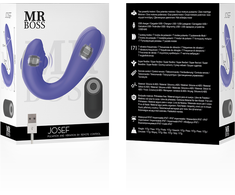 MR BOSS JOSEF Intimate Duo Device Pulsation &amp; Vibration Remote 12cm Mėlyna