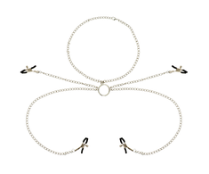 Ohmama Fetish OHMAMA Metal System - 4 Nipple Clamps with Chain Necklace, Nickel-Free