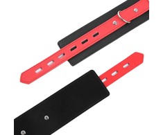 OHMAMA Fetish Adjustable Lock Buckle Wrist Restraints, Juodas PVC