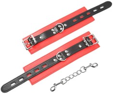 Ohmama Fetish OHMAMA Locking Wrist Restraints Raudona-Juodas Adjustable Metal Chain System