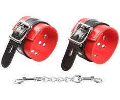 Ohmama Fetish OHMAMA Locking Wrist Restraints Raudona-Juodas Adjustable Metal Chain System