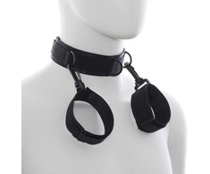 Ohmama Fetish OHMAMA Nylon Handcuffs and Adjustable Collar Set - Juodas, One Size