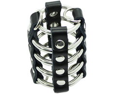 OHMAMA FETISH - Adjustable Metal Ring &amp; Leather Strap Restraint Cage