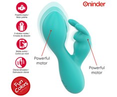 ONINDER Cute Love Bunny Turquoise App-Controlled Dual Stimulator 12.5cm