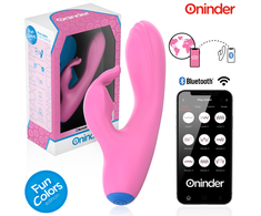 Mėlyna ONINDER Cute Love Bunny Vibrator - App-Controlled, Dual Stimulation, Rožinė/Mėlyna