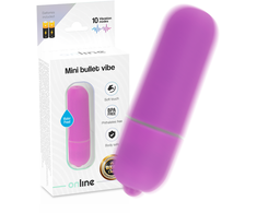 ONLINE Mini Bullet Personal Massager Violetinė 10 Modes Atsparus vandeniui 6.2cm