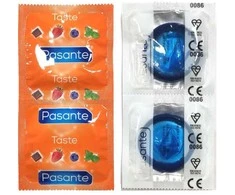 Pasante Healthcare „Pasante Blueberry Blast“ prezervatyvai, dideliais kiekiais, 144 vnt.