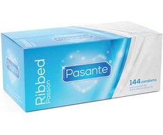 Pasante Healthcare Pasante Ribbed 144-Pack Textured Transparent Latex Protection, Medium Size