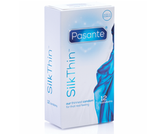 Pasante Healthcare Pasante Silk Thin Ultra-Fine Latex Condoms 12-Pack, Natural Color, 53mm