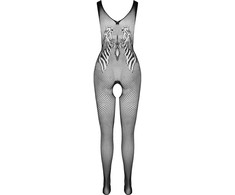 Passion Woman Bodystockings PASSION BS098 Juodas Mesh Bodystocking One Size - Elegant Lace Design