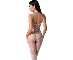 Passion Woman Bodystockings PASSION BS100 Baltas Bodystocking - One Size, Elegant Mesh Design