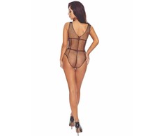 Passion Woman Bodystockings PASSION BS114 Juodas Grid Bodystocking - Elegant Open Design, One Size