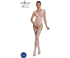 Passion Woman Bodystockings PASSION ECO BS007 Baltas Bodystocking - Sustainable Recycled Nylon, One Size