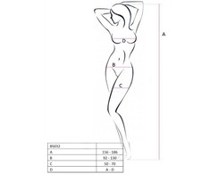 Passion Woman Passion BS032 Raudona Bodystocking - Fishnet Mesh, One Size