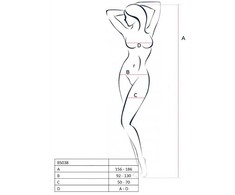 Passion Woman Passion BS038 Bodystocking Baltas - Elegant Embroidered Mesh, One Size