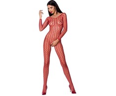 Passion Woman Passion BS068 Raudona Lace Fishnet Bodystocking One Size - Elegant Design