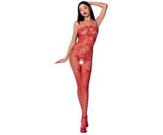 Passion Woman Passion BS076 Bodystocking Raudona Lace Mesh One Size