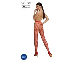PASSION WOMAN GARTER &amp; STOCK PASSION ECO S007 Raudona Bodysuit - Sustainable Recycled Nylon, One Size