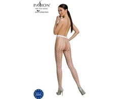 PASSION WOMAN GARTER &amp; STOCK PASSION ECO S007 Bodystocking Baltas - Eco-Friendly Recycled Material, One Size