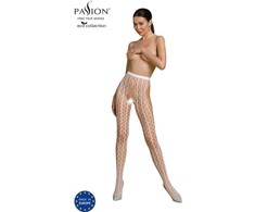 PASSION WOMAN GARTER &amp; STOCK PASSION ECO S007 Bodystocking Baltas - Eco-Friendly Recycled Material, One Size