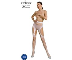 PASSION WOMAN GARTER &amp; STOCK PASSION ECO S005 Baltas Bodystocking - Sustainable Recycled Material, One Size