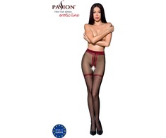 PASSION WOMAN GARTER &amp; STOCK PASSION TIOPEN 019 Juodas/Raudona 3/4 Tights 20 DEN - Decorative Openwork
