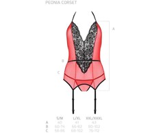 Passion Woman Passion Peonia Corset Raudona S/M - Elegant Lace &amp; Tulle Waist Shaping Set