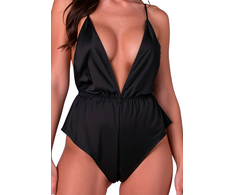 Passion Woman Teddies Passion Sensie Juodas Satin Bodysuit L/XL - Elegant Versatile Design