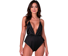 Passion Woman Teddies PASSION SENSIE Satin Bodysuit Juodas S/M Adjustable Straps